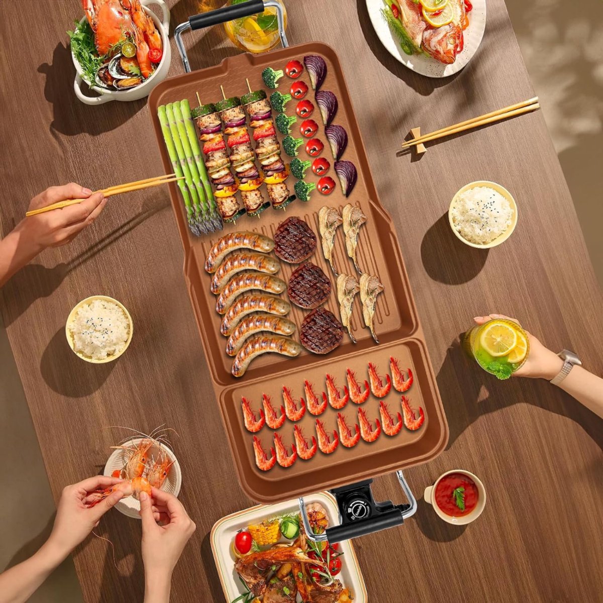 DYNA® Gourmetstel 4 personen - Gourmetstellen - Gourmet - Goud - 71cm x 12cm x 32cm – foto 5