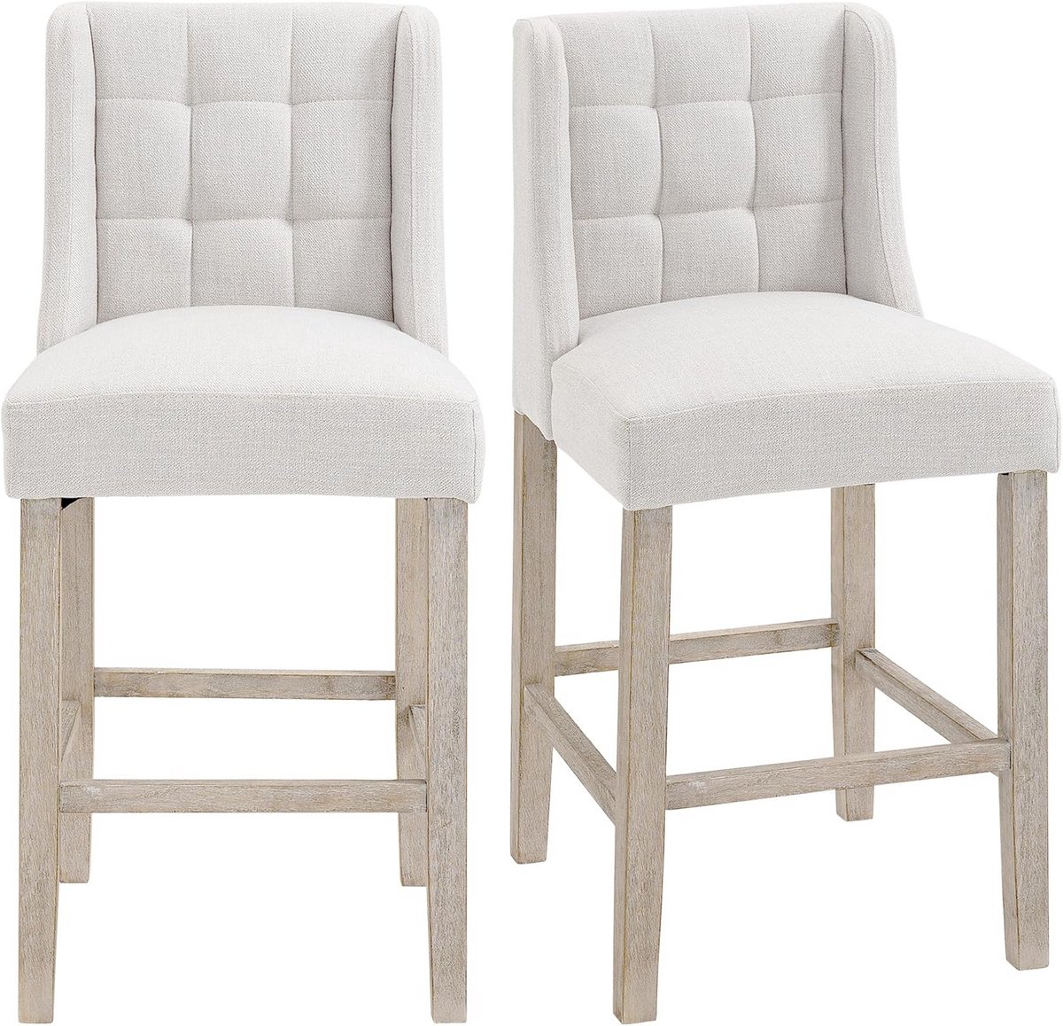 Set van 2 Moderne Barkrukken met Lage Rugleuning - Beige