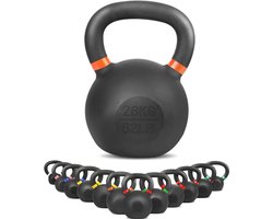 Kettlebell 4kg - 28kg van massief gietijzer met poedercoating - Schommel halter voor krachttraining thuis