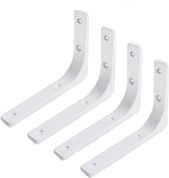 Haakse hoeksteunen staal wit 100×100 mm 4 stuks plankbeugels wandbevestiging stevig duurzaam