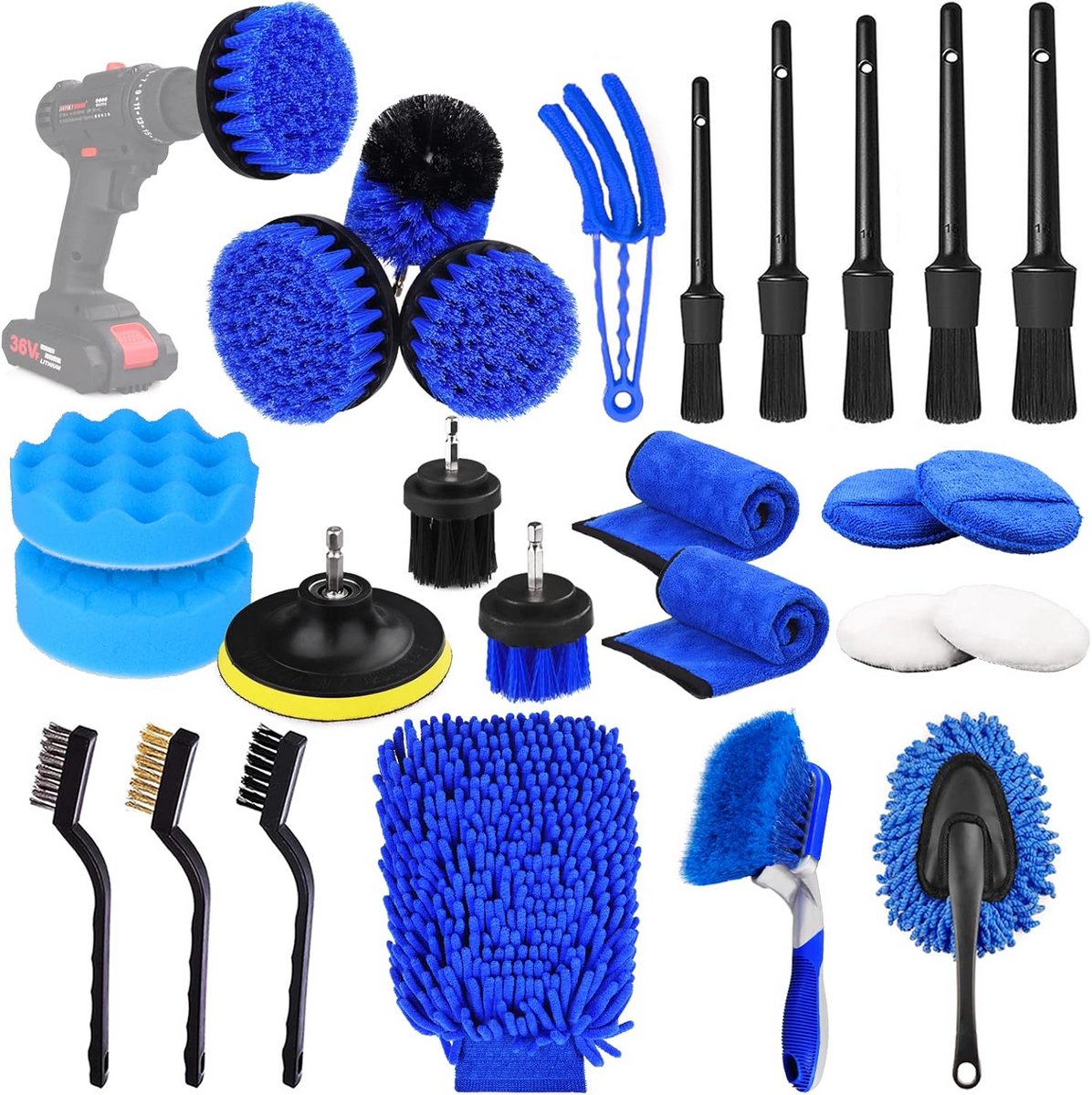 26 Stuks Auto Detailing Borstel Set - Compleet Gereedschap voor Auto Schoonmaken