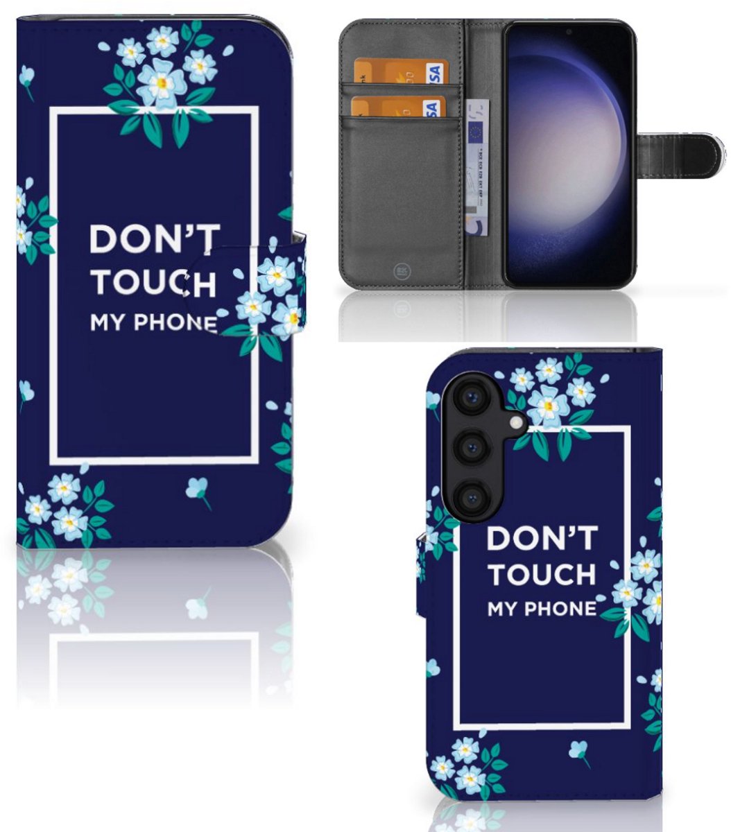 Samsung Galaxy S24 Portemonnee Hoesje Flowers Blue DTMP
