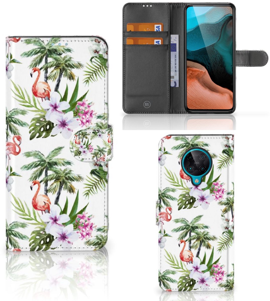 Xiaomi Poco F2 Pro Telefoonhoesje met Pasjes Flamingo Palms