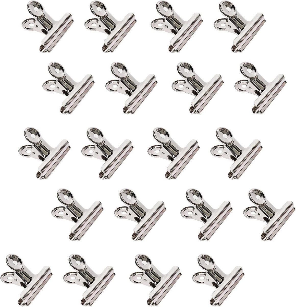 22 mm Bulldog Clips - Sterke Metalen Klemmen voor Documenten, Foto's en Labels - 20 Stuks