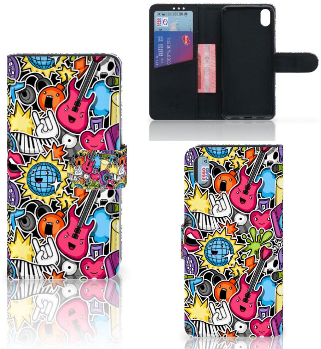 Xiaomi Redmi 7A Wallet Case met Pasjes Punk Rock