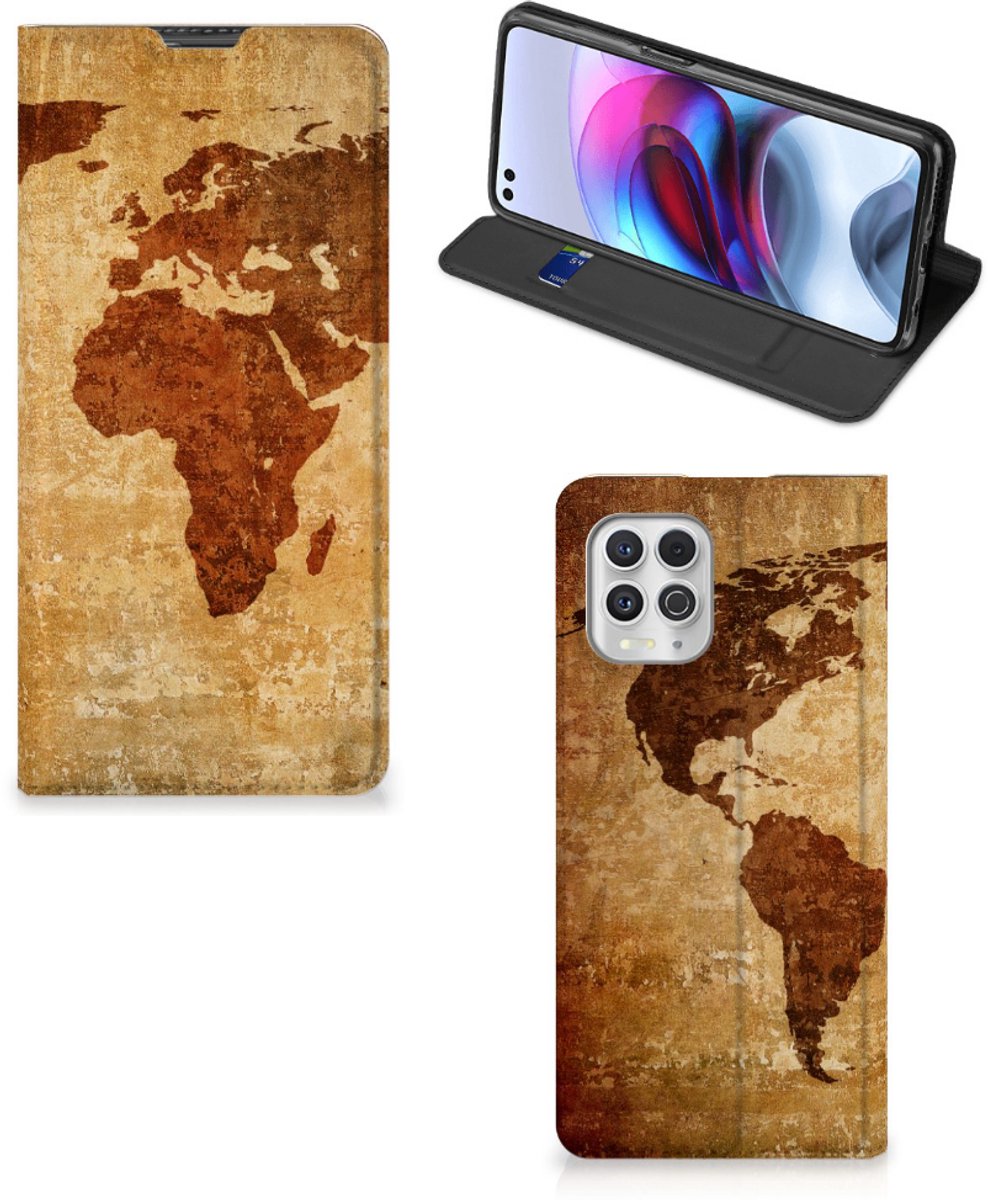 Motorola Moto G100 Book Cover Wereldkaart