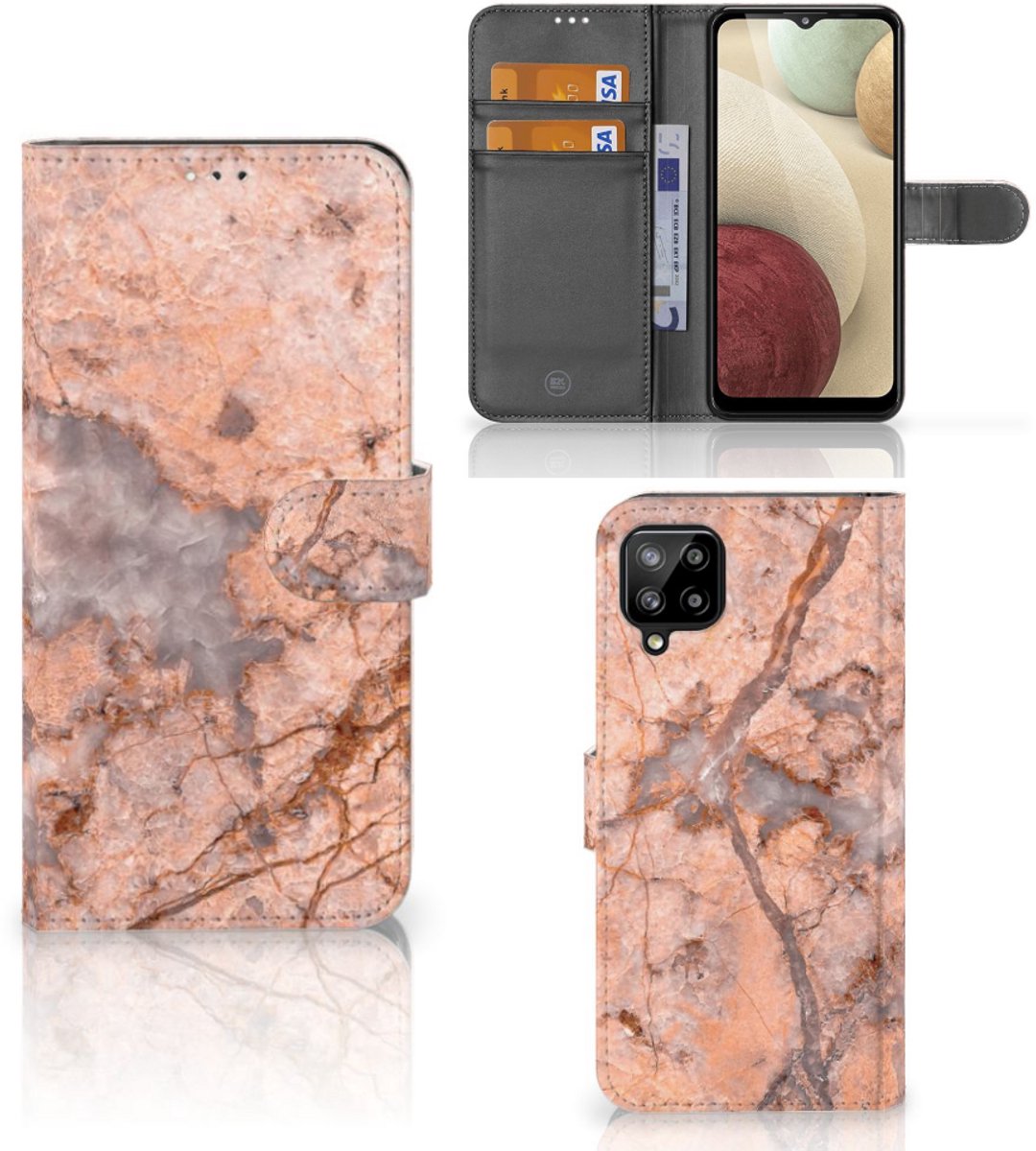 Samsung Galaxy A12 Bookcase Marmer Oranje