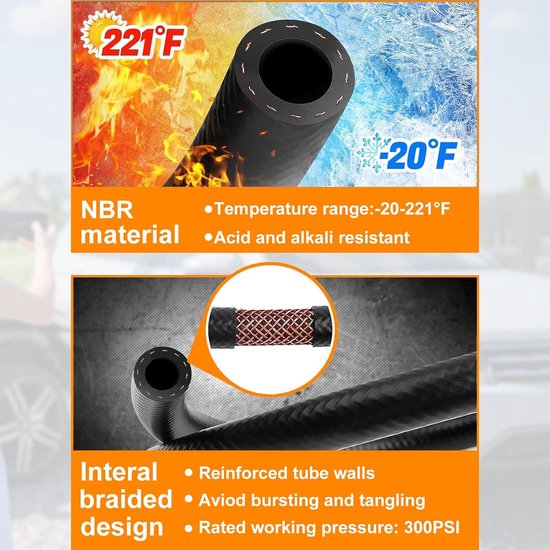 Benzineslang 2 m met 10 klemmen en 2 brandstoffilters voor motorfiets en auto — afbeelding 2