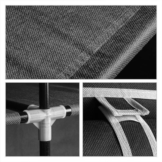 Opvouwbare opbergkast voor binnen - XL kledingkast voor slaapkamer en camping - Zwart 175 x 150 x 45 cm — afbeelding 3
