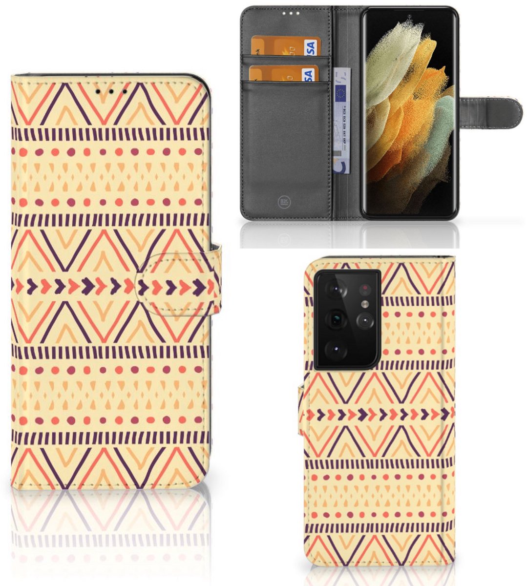 Samsung Galaxy S21 Ultra Telefoon Hoesje Aztec Yellow