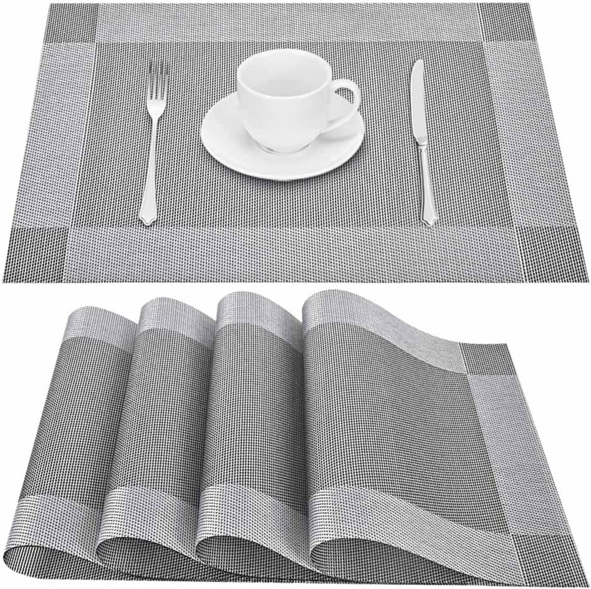 Hittebestendige geweven vinyl placemats set van 4 - Antislip en wasbaar voor eettafel