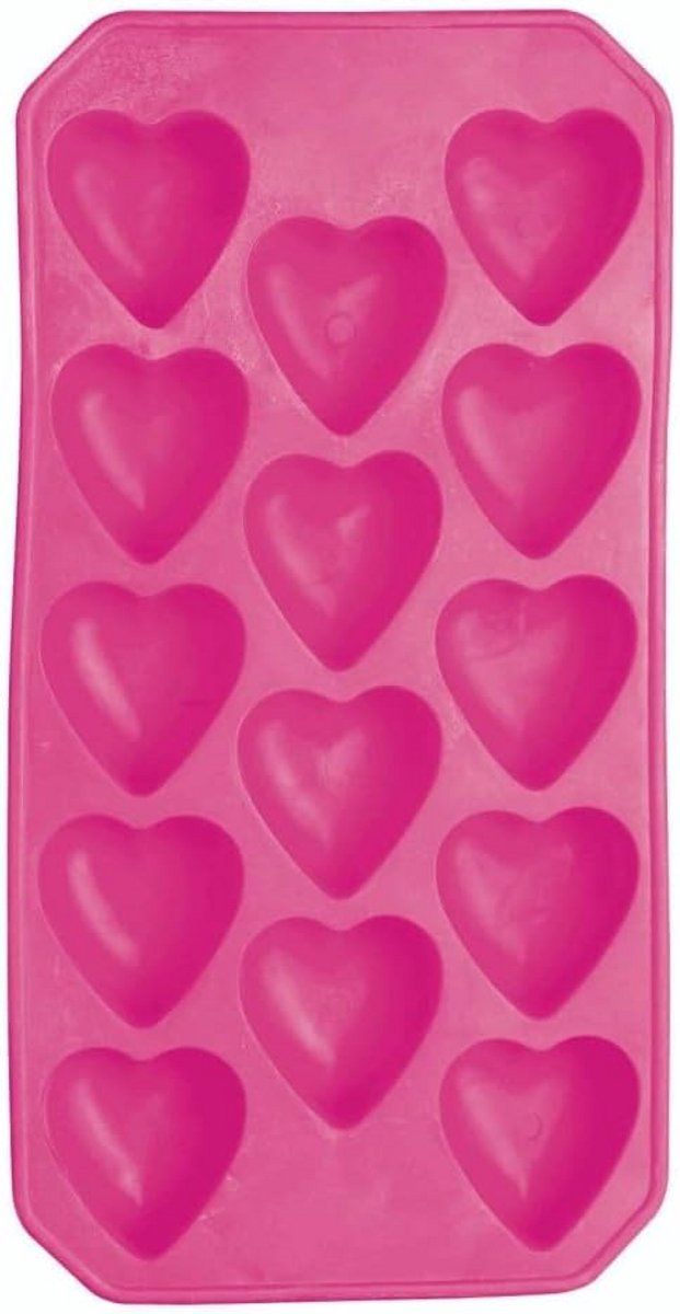 Siliconen IJsblokjesschaal met Hartvormen - Roze, 26 x 12 cm