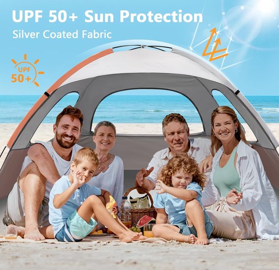 Strandtent met UV-bescherming voor 3-6 personen, incl. draagtas en verlengde vloer van Decathlon — afbeelding 2