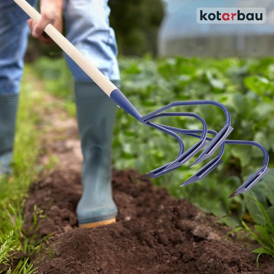KOTARBAU® 5 Teeth Hand Cultivator with Wooden Handle Scissors 175 cm Weed Grower for Weeds, Garden Tools for Garden Care, Grower, Hand Plow, Garden Accessories van KOTARBAU — afbeelding 4