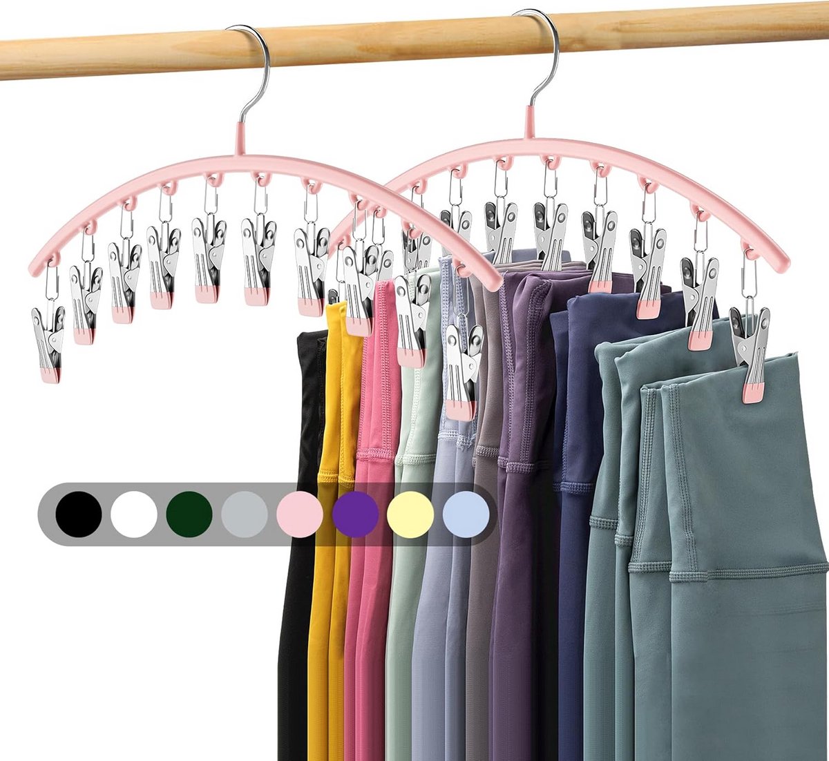 Legging Organizer 2 Pack met Clips - Ruimtebesparende Kast Hanger voor 20 Leggings