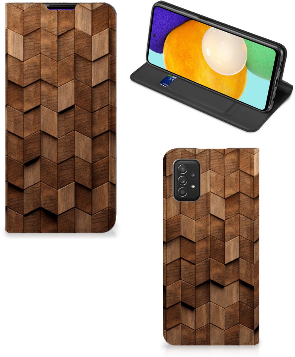 Book Wallet Case voor Samsung Galaxy A03s Wooden Cubes