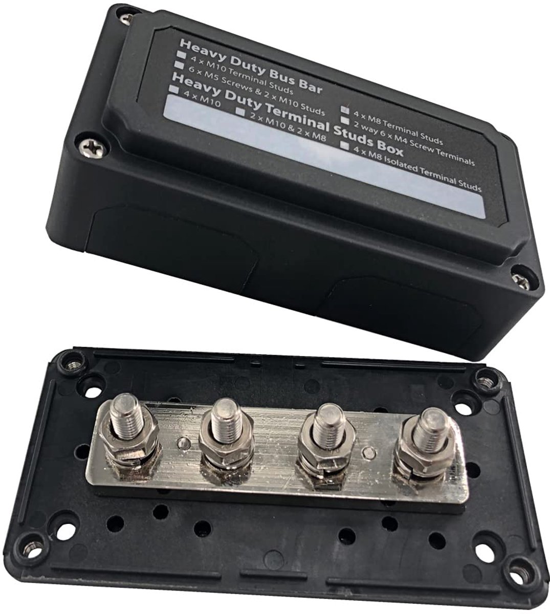Verzamelrailkast 300A voor 12V - 48V DC, Heavy Duty, 4 x M8