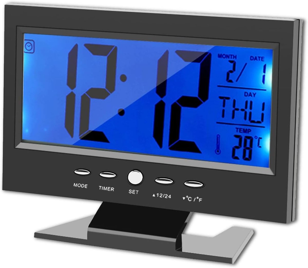 Digitale Tafelklok met Temperatuur en Kalender - LCD Wekker voor Slaapkamer