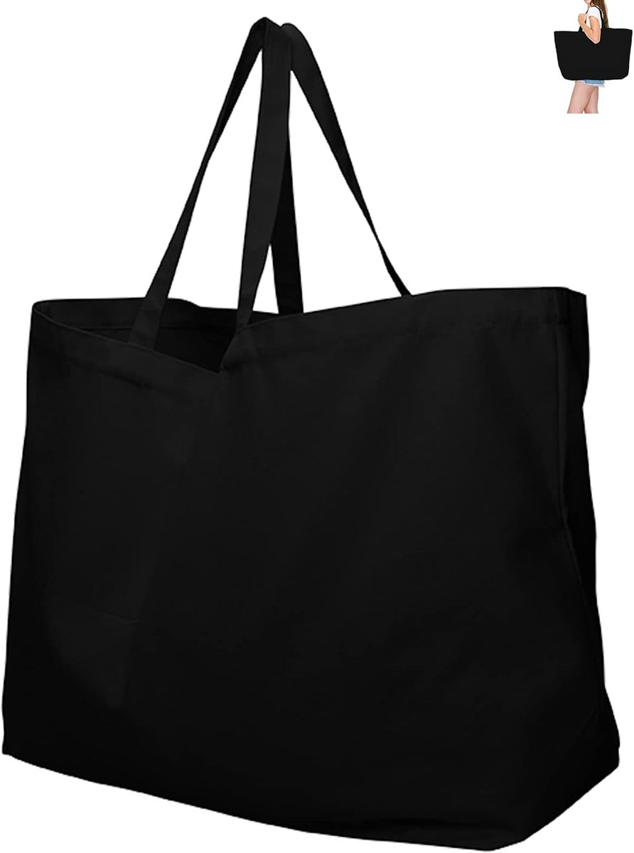 Extra grote canvas draagtas voor boodschappen en strand - herbruikbaar