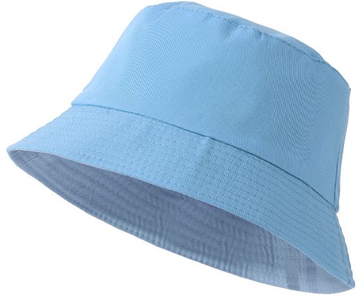 Buckethat - Vissershoedje - Festival hoedje - Zonnehoed - Emmerhoed - Hoofddeksel - Katoen - Zomeraccessoire - Volwassenen - One size fits all - Lichtblauw - Jonyx