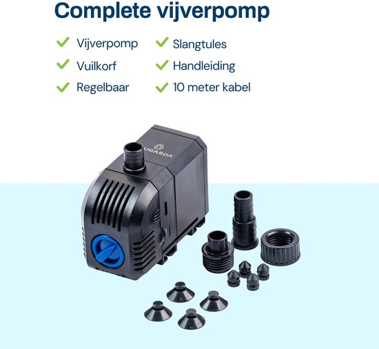 BluFlow Control 600 - Regelbare Vijverpomp - Fonteinpomp - Filterpomp - 600 liter per uur - 8 watt