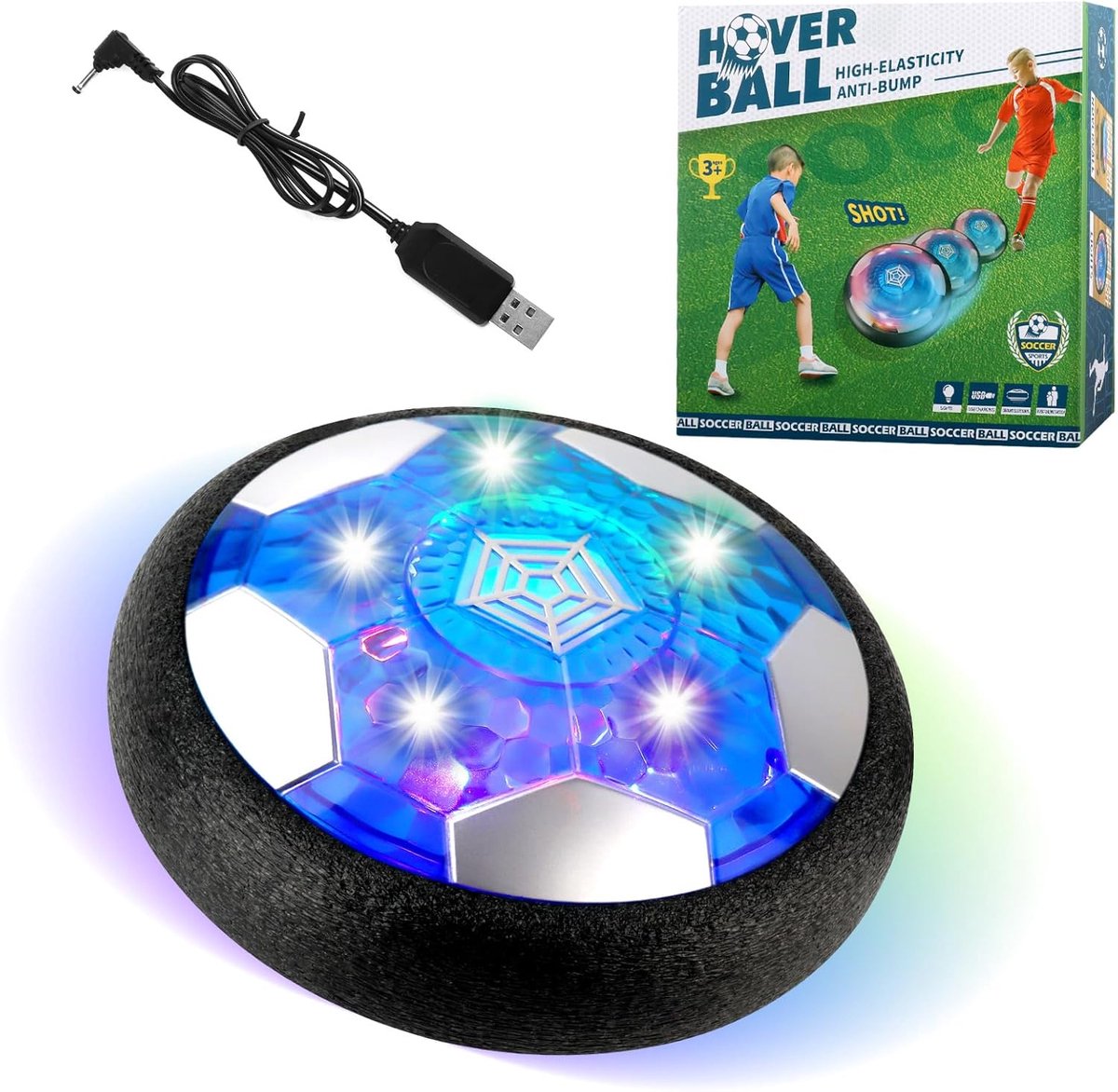 Air Power Hover Voetbal met LED Verlichting – Oplaadbare Indoor Voetbal – Zwevende Voetbal voor Kinderen 3-7 Jaar