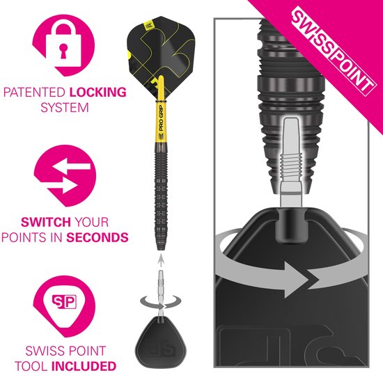Target Darts Bolide Void Steel Tip Dartpijlen 24G - 90% Tungsten Barrel met Swiss Point Technologie - Barrel 01 Design met Pro Grip Shafts en Pro Ultra Flights van Target Darts — afbeelding 2