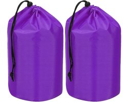 Stuff Sack - 2 Pieces - 15x25cm - Waterproof Outdoor Storage Bag - Portable Drawstring Dust Flap Bag - Lightweight Sleeping Bag voor Camping - Hiking - Travel - Paars