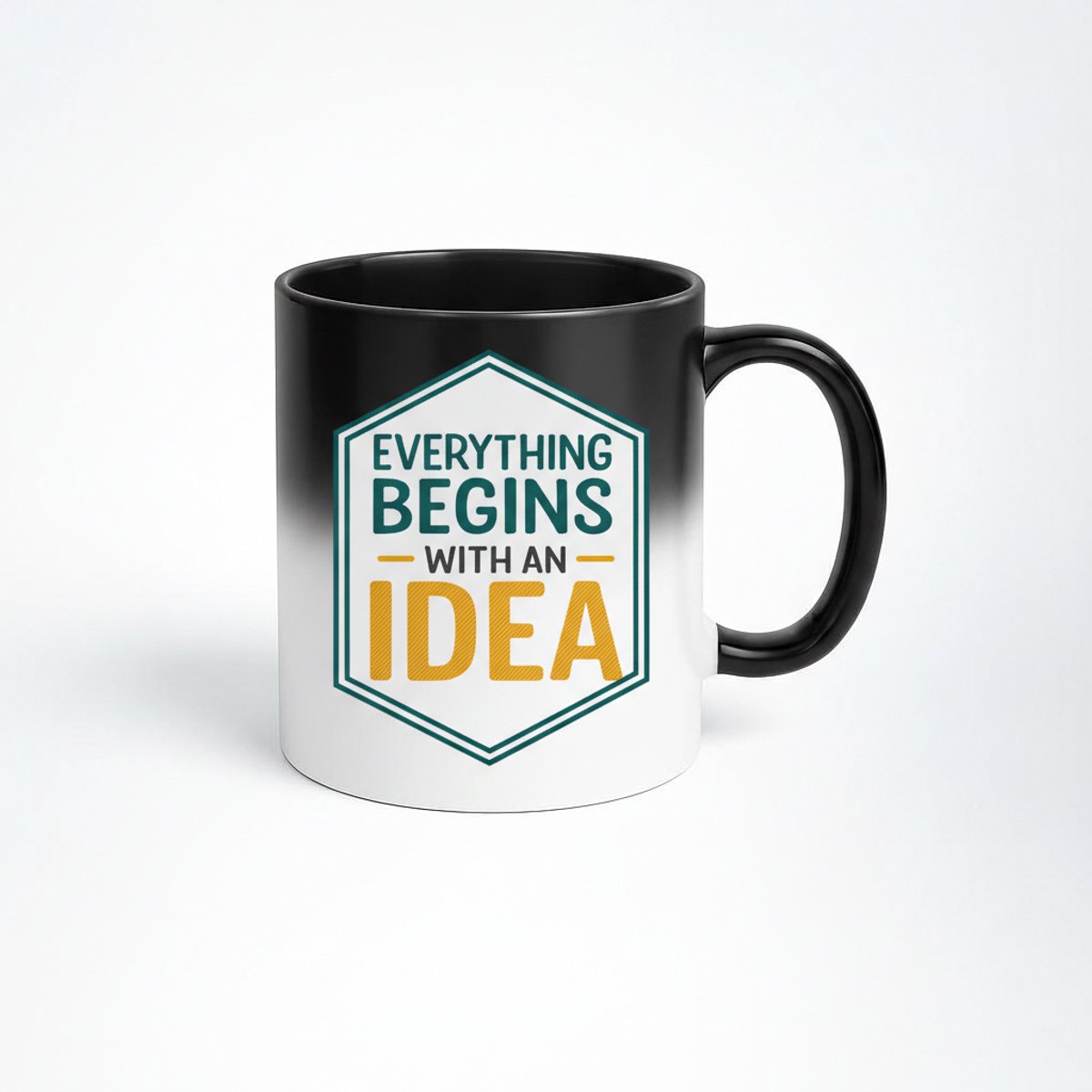 Magische Koffiemok 'Everything Begins with an Idea' - Zwart Veranderende Mok
