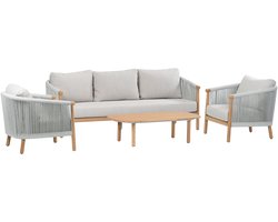 Stoel-bank loungeset Es Vedra | 4-delig | 5 personen | Cream/Naturel | Rope & teakhout