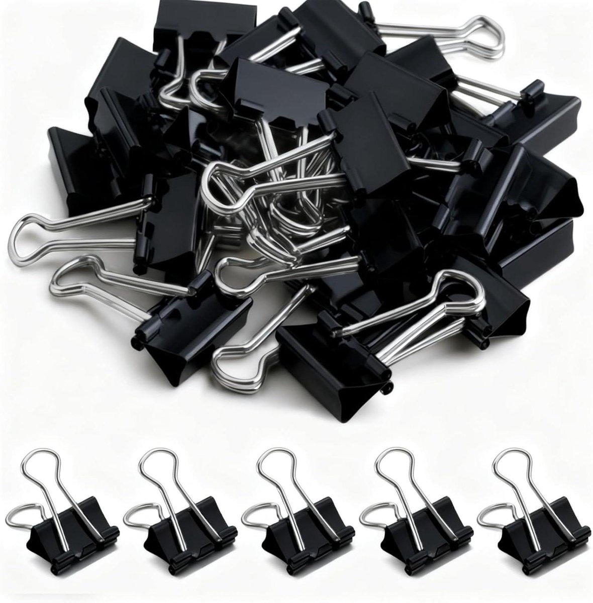 100 stuks metalen foldback klemmen 19 mm zwart voor kantoorbenodigdheden