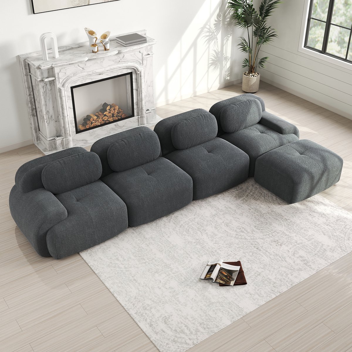 STILVORA Hoekbank 4-Zits - Modulair Met Chaise Longue - Montagevrij En Antislip - Voor Woo