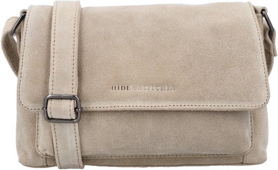Hide & Stitches Brazos Schoudertas - Suede - Crossbody - Leer - Overslag - Leren Dames Tas - Zand