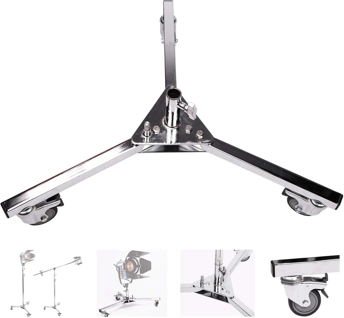 Zware C-Stand Basis met Zwenkwielen - Verrijdbare Statiefvoet voor Verlichting tot 70kg
