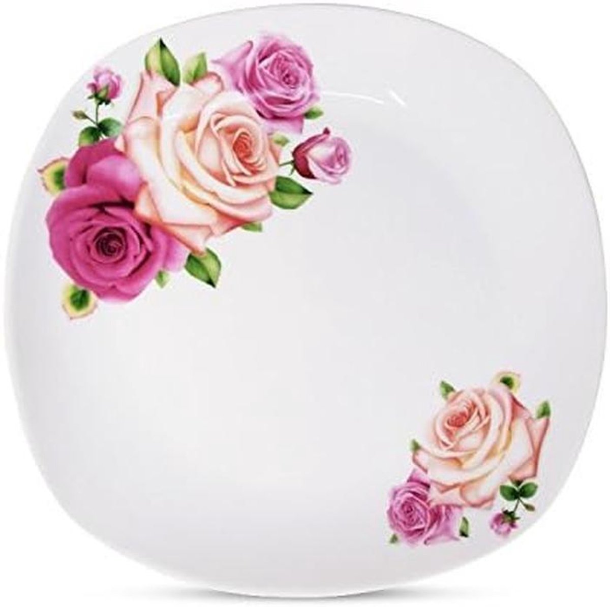 Dinerbord Set van 3 - Rond Plat Servies met Rozen Design - Keramiek Ø 26 cm