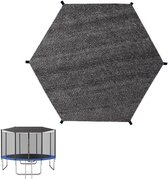 Zeshoekig trampoline zonnescherm, grijs, met bevestigingsclips.