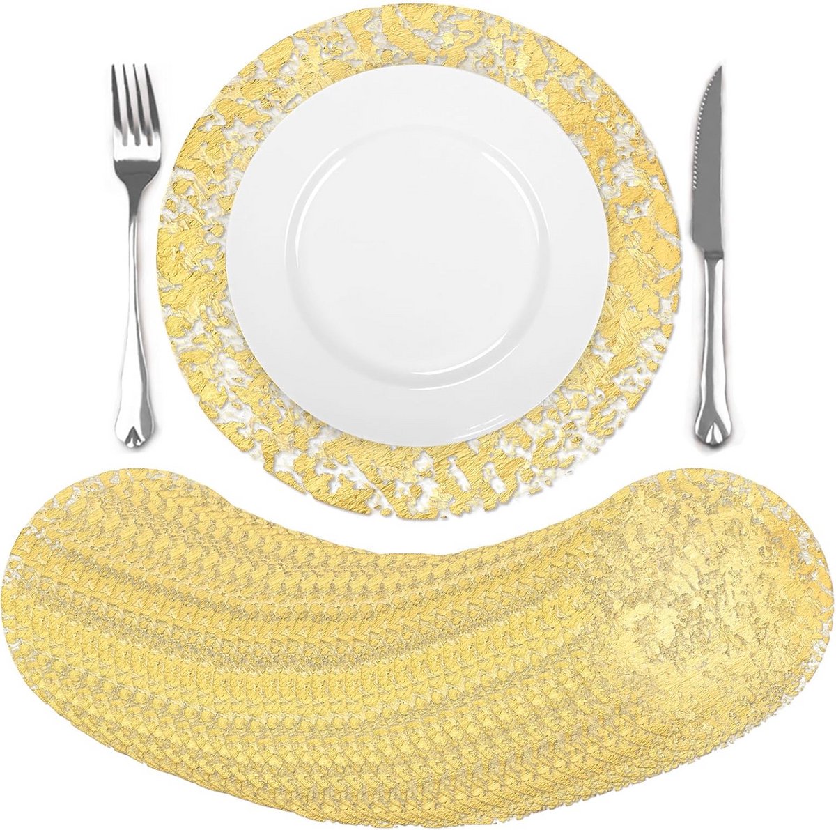 Set van 100 Ronde Gouden Wegwerpplacemats 33 cm voor Feestdecoratie