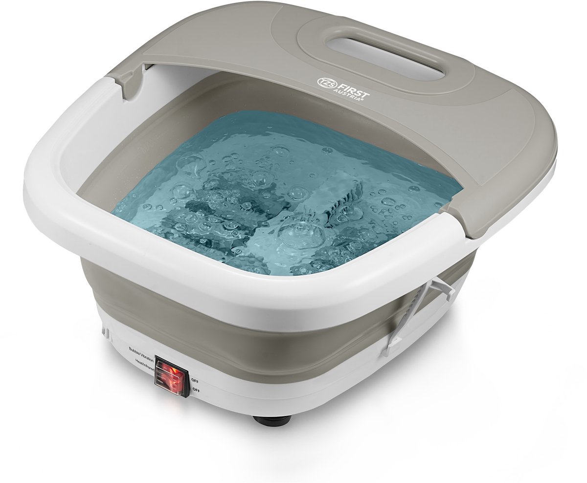 Bol.com TZS First Austria Voetenbad Inklapbaar - 450W - Met Massage - Voetmassage apparaat - 45 °C - Grijs aanbieding