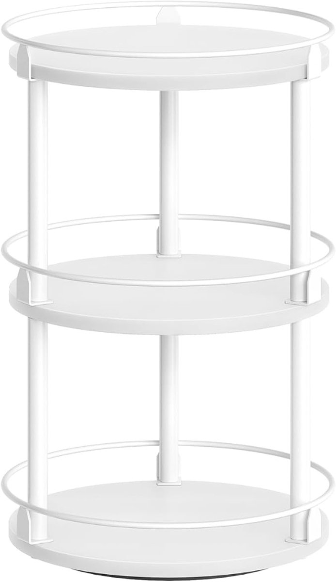 Verte Kruidenrek - 3-Laags Draaibare Organizer - Rond Draaibaar Opbergrek - Compacte Kruidenhouder met Draaiplateau - Voor Aanrecht - Eettafel - Kaptafel - Kantoor - Wit
