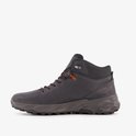 Grijze leren wandelschoen met oranje veters en J-Tex logo.