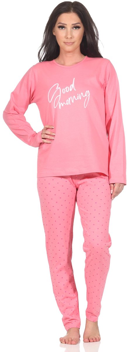 Normann dames pyjama lange mouw in polkadots look