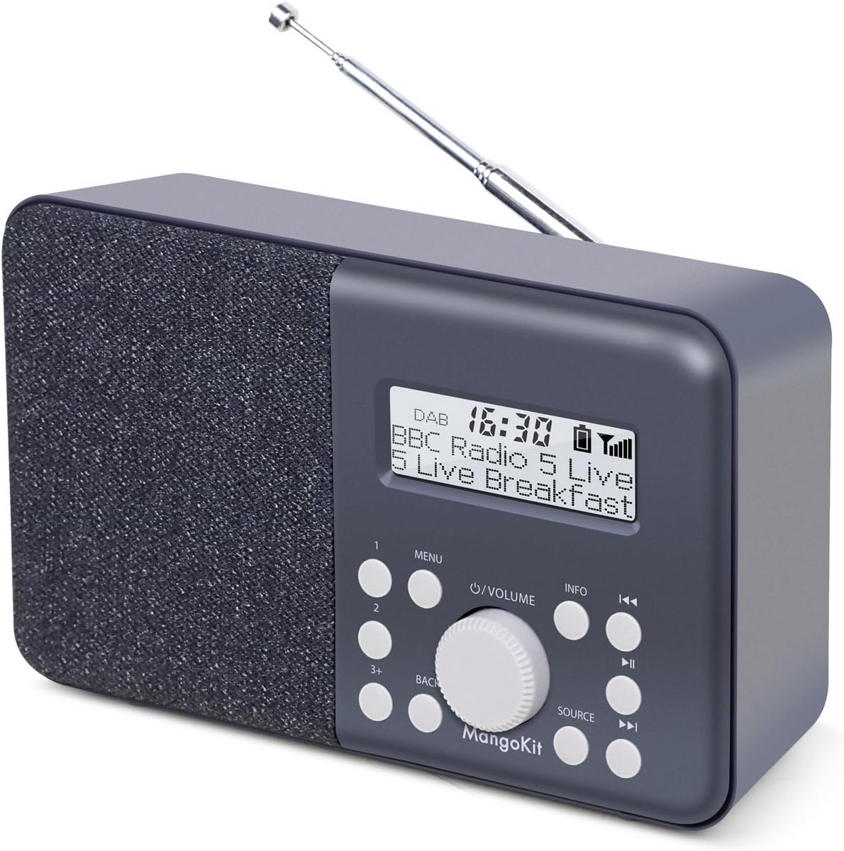 Draagbare DAB DAB+ en FM Radio met Alarm, Klok en Hoofdtelefoonaansluiting - Compact en Personal