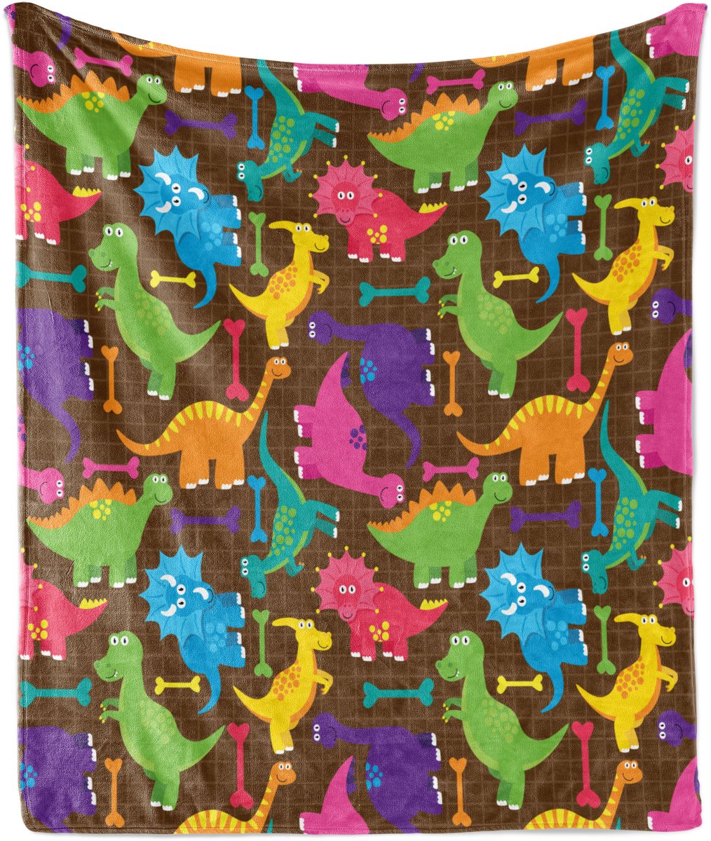 ABAKUHAUS Tyrannosaurus Zachte Flanellen Fleece Deken, Baby Wilde Dinosaurussen Kinderdeken, Gezellige Pluche Plaid, 125 x 175 cm, Bruin Meerkleurig