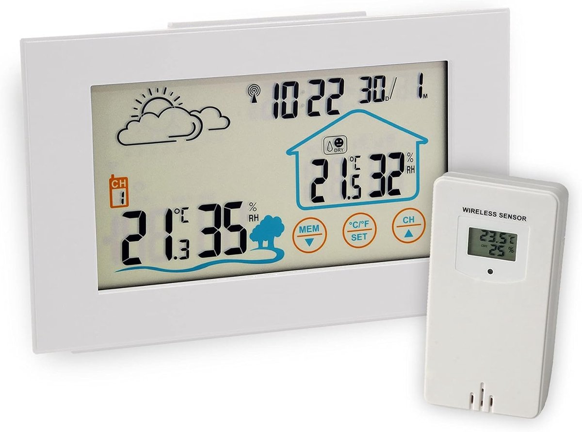 Digitaal weerstation voor binnen en buiten met temperatuur in Celsius en Fahrenheit