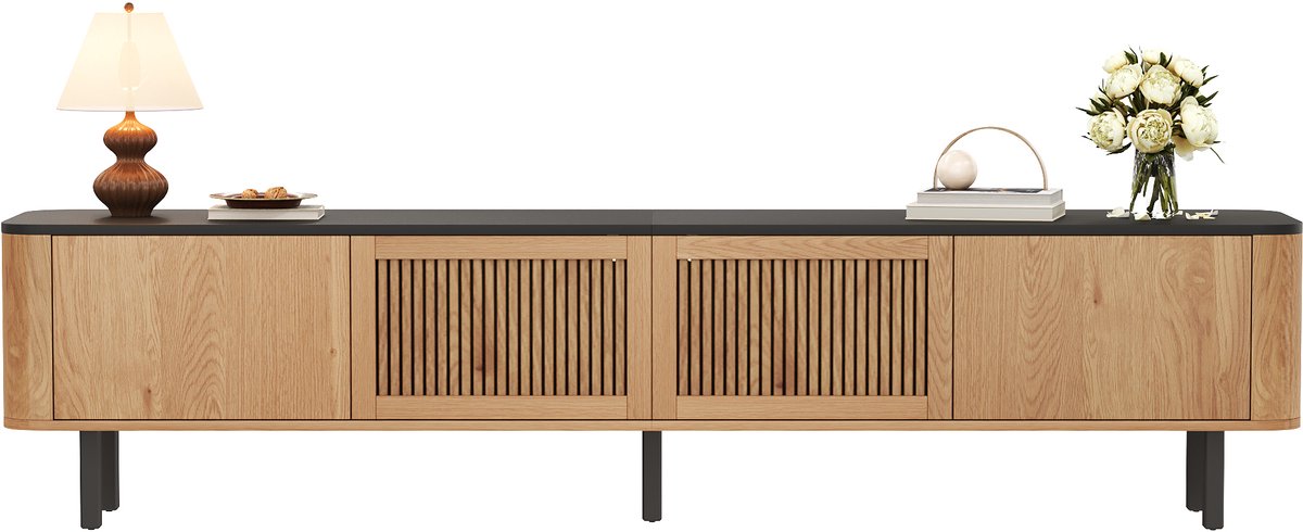 Clruro TV-Meubel - 190 x 35 x 45 cm - Modern Lowboard met Uniek Design - MDF - Houtkleur Eik