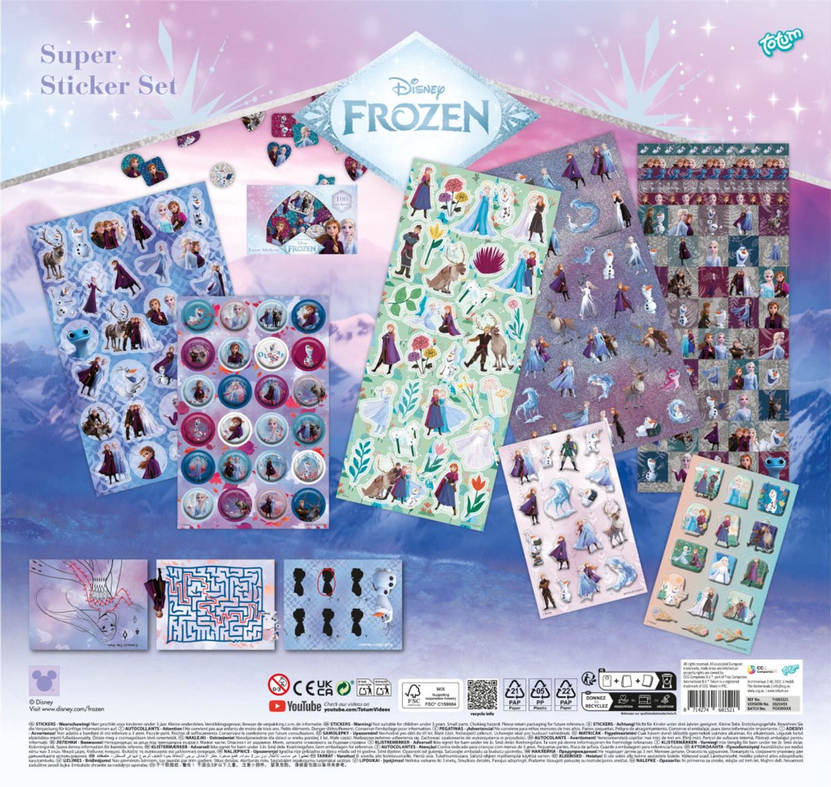 Disney Frozen Totum super sticker set XL 7 vellen - speelgoed meisjes vanaf 3 jaar - creatief knutselen stickeren met Anna en Elsa — afbeelding 9