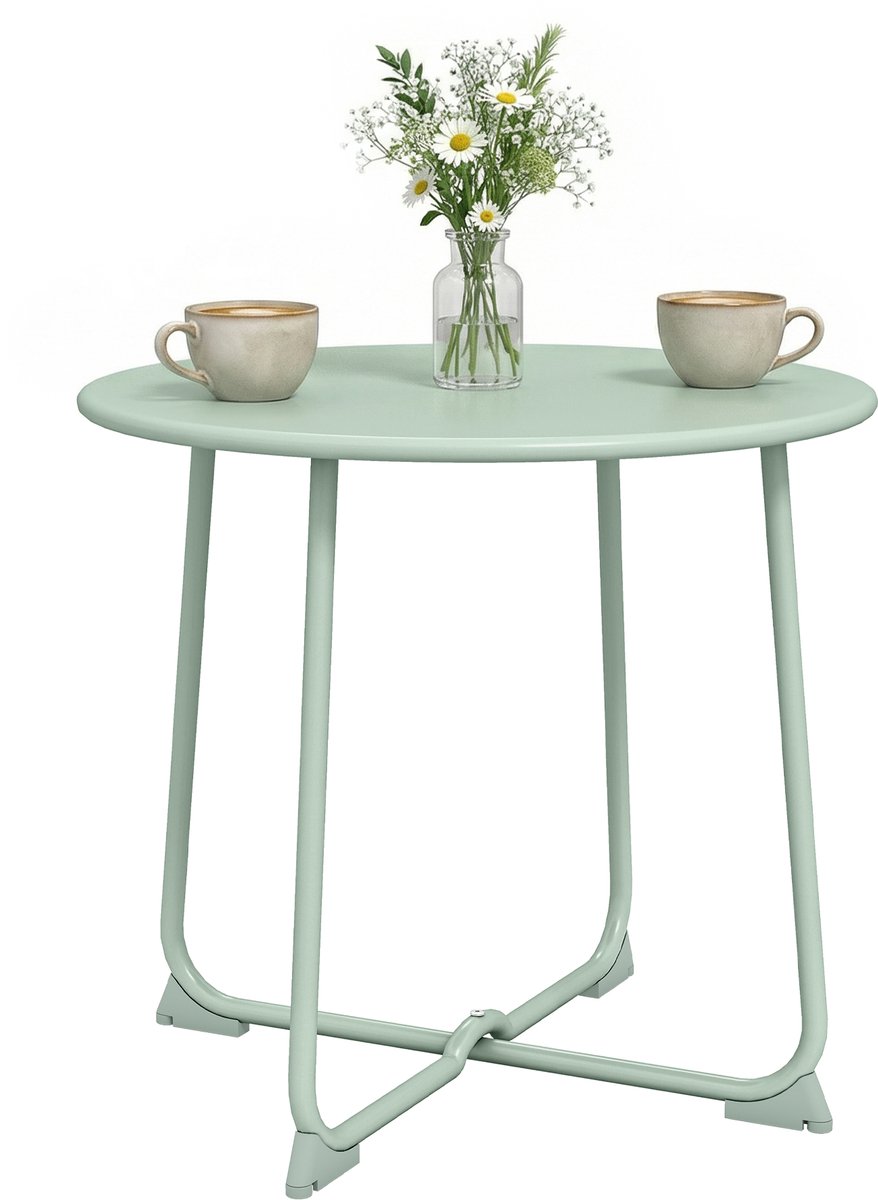 Outsunny Outdoor Salontafel - Metaal - 50 x 50 x 45,5 cm - Donkergroen