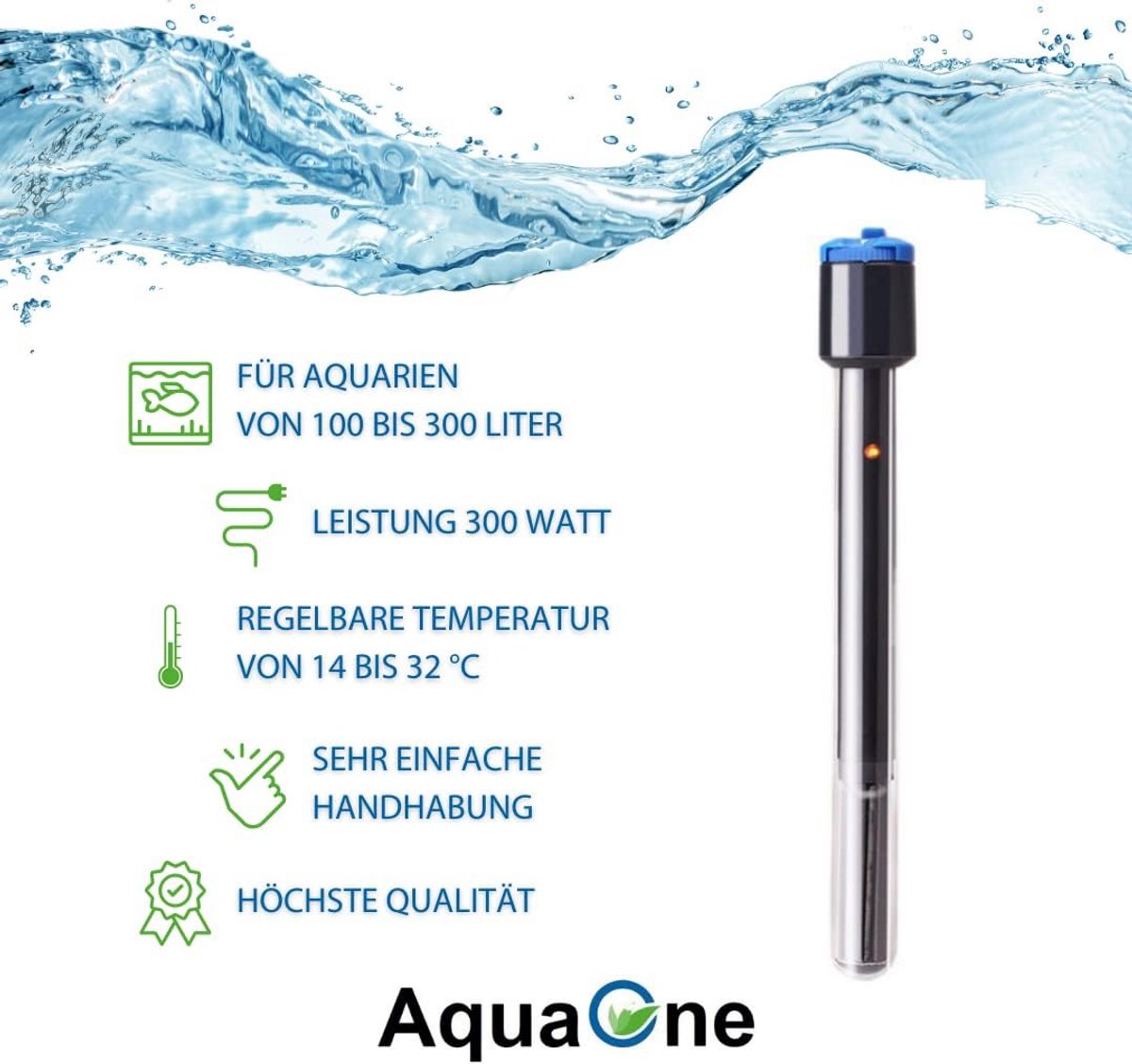 300 Watt Aquarium Verwarming voor Zoet- en Zoutwater Aquaria tot 300 Liter