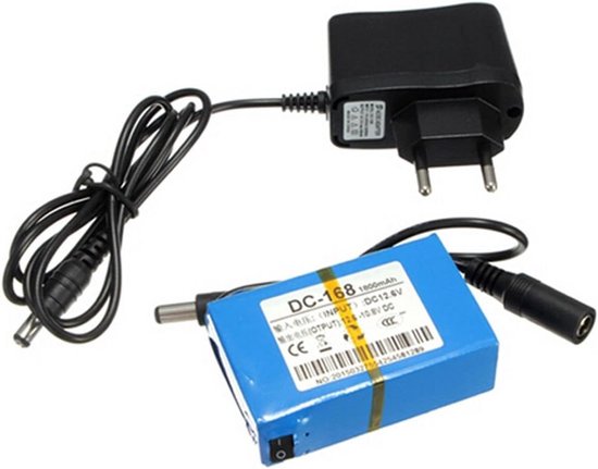 12V 1800mAh Li-Ion Oplaadbare Batterij voor Draadloze CCTV Camera’s en Babyfoons, 5.5×2.1mm aansluiting