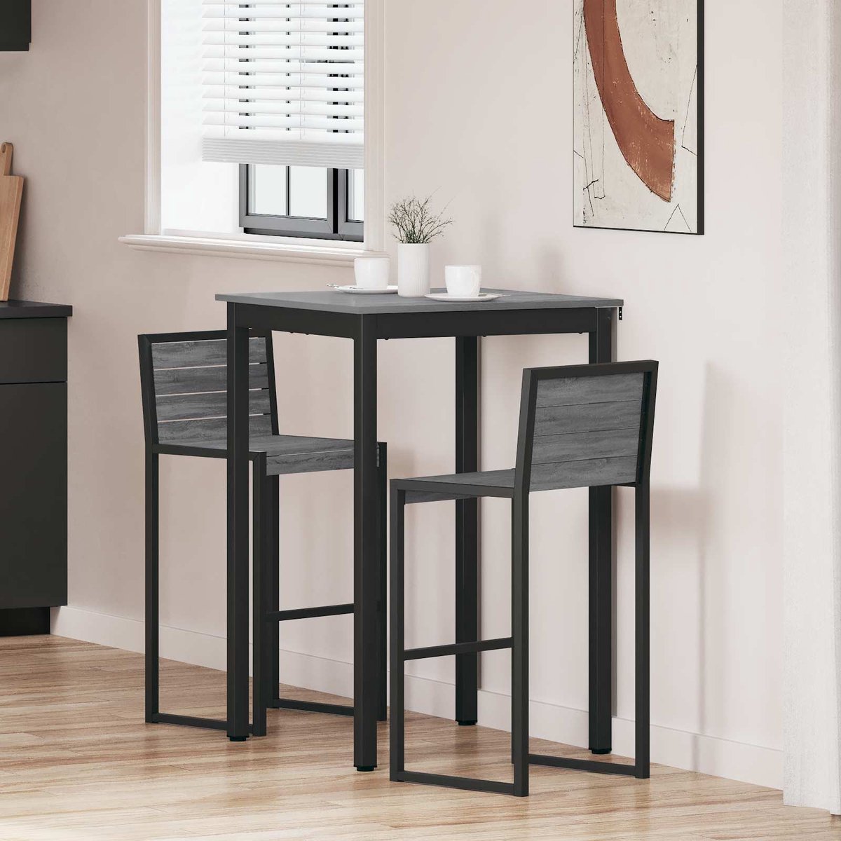 vidaXL Staande - Bartafel - Bewerkt - hout - Vierkant Grijs sonoma